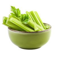 Celery in a bowl front view isolate on transparency background png
