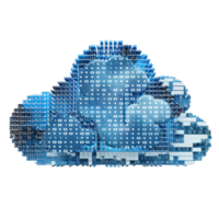 Modern Digital data cloud with encryption code side view isolate on transparency background png