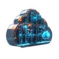 3D Digital cloud and database storage isolate on transparency background png