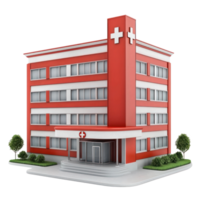 3d hôpital bâtiment de face vue isoler sur transparence Contexte png