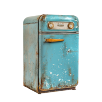 Old broken retro fridge side view isolate on transparency background png