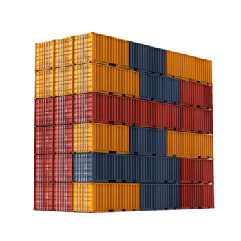 3d logistica contenitore pila davanti Visualizza isolato su trasparenza sfondo png