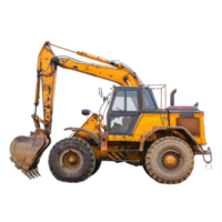 Backhoe Loader Truck side view full length isolate on transparency background png