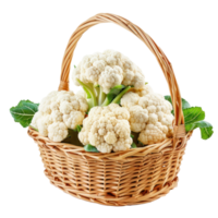 Cauliflower in basket isolate on transparency background png
