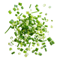 Falling Chopped green onions isolate on transparency background png