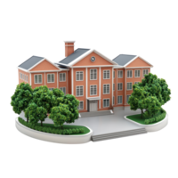 3D School building isolate on transparency background png