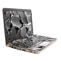 Broken laptop side view isolate on transparency background png