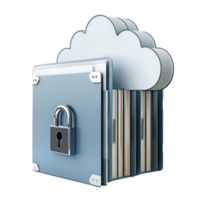 3d Cloud padlock as filing cabinet and folder side view isolate on transparency background png