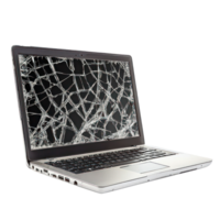 Broken laptop side view isolate on transparency background png
