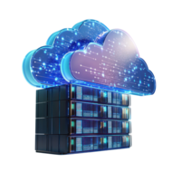 3D Digital cloud and database storage side view isolate on transparency background png