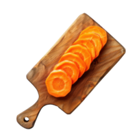 Sliced Carrot on chopping board top view isolate on transparency background png