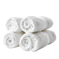 3 Rolled up white towels front view isolate on transparency background png