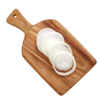 Sliced Onion on chopping board top view isolate on transparency background png