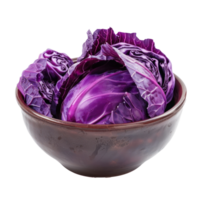 Purple Cabbage in a bowl front view isolate on transparency background png