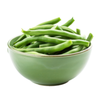 Green Beans in a bowl front view isolate on transparency background png