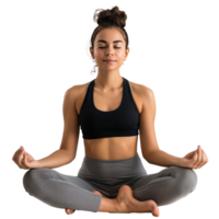 jung Frau üben Yoga mit Lotus Pose Vorderseite Aussicht isolieren auf Transparenz Hintergrund png