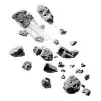 Asteroids swarm of boulders isolate on transparency background png
