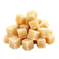 Heap of cane sugar cubes isolate on transparency background png