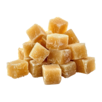 Heap of cane sugar cubes front view isolate on transparency background png