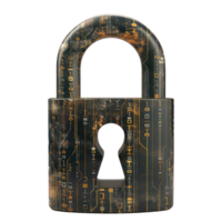 Modern Digital Lock Big data with encrypted computer code side view isolate on transparency background png