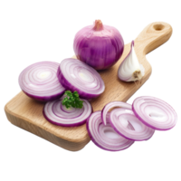 Sliced Onion on chopping board isolate on transparency background png