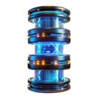 cybernetic database 3d object in blue colours isolated on white clean background png