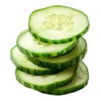 Ripe cucumber slices isolate on transparency background png