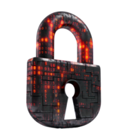 Modern Digital Lock Big data with encrypted computer code isolate on transparency background png