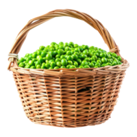 Peas in basket isolate on transparency background png