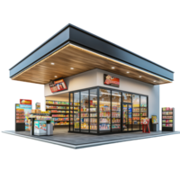 3D Convenience Store front view isolate on transparency background png