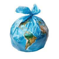 earth globe in a plastic trash bag isolate on transparency background png