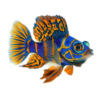 Mandarin fish side view isolate on transparency background png