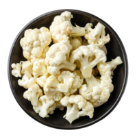 Pieces of Cauliflower in a bowl top view isolate on transparency background png
