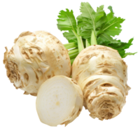whole and half Celeriac isolate on transparency background png