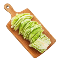 Sliced Green Cabbage on chopping board isolate on transparency background png