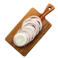 Sliced Onion on chopping board top view isolate on transparency background png