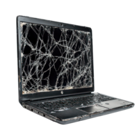 Broken laptop side view isolate on transparency background png