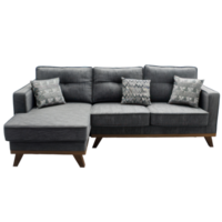Sofa with Chaise front view full length isolate on transparency background png