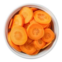 Slices of carrot in a bowl top view isolate on transparency background png