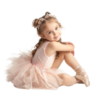 Cute little girl dressing to becoming a ballerina isolate on transparency background png