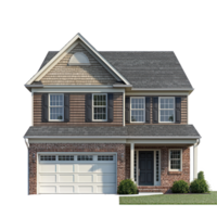 3D Single-Family House front view isolate on transparency background png