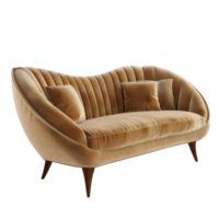 Curved Sofa side view full length isolate on transparency background png