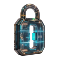 Modern Digital Lock Big data with encrypted computer code front view isolate on transparency background png