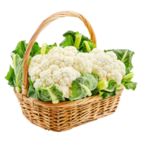 Cauliflower in basket isolate on transparency background png