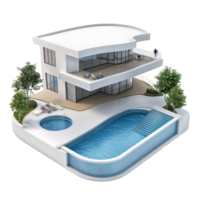 3D Swimming Pool building isolate on transparency background png