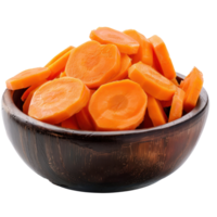 Slices of carrot in a bowl front view isolate on transparency background png
