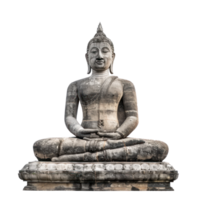 Buddha status made of grey concrete front view isolate on transparency background png