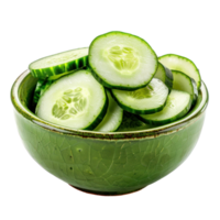 Slices of Cucumber in a bowl front view isolate on transparency background png
