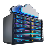3D Digital cloud and database storage side view isolate on transparency background png