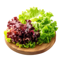 Sliced Green and Red Leaf Lettuce on chopping board isolate on transparency background png